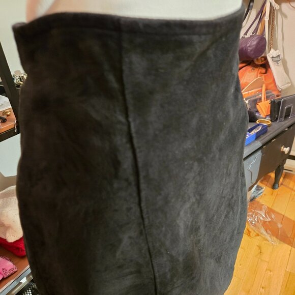 Black Genuine suede leather midi skirt size 14 - Picture 3 of 9
